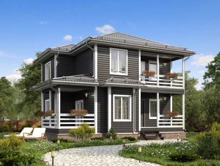 Кардинал. Каркасный дом 8.5х10 м., 143 кв.м.