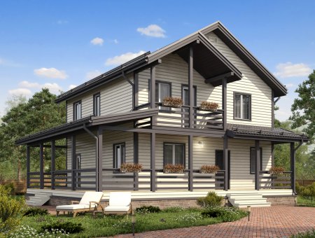 Бастион. Каркасный дом 10.5х11.5 м., 208 кв.м.