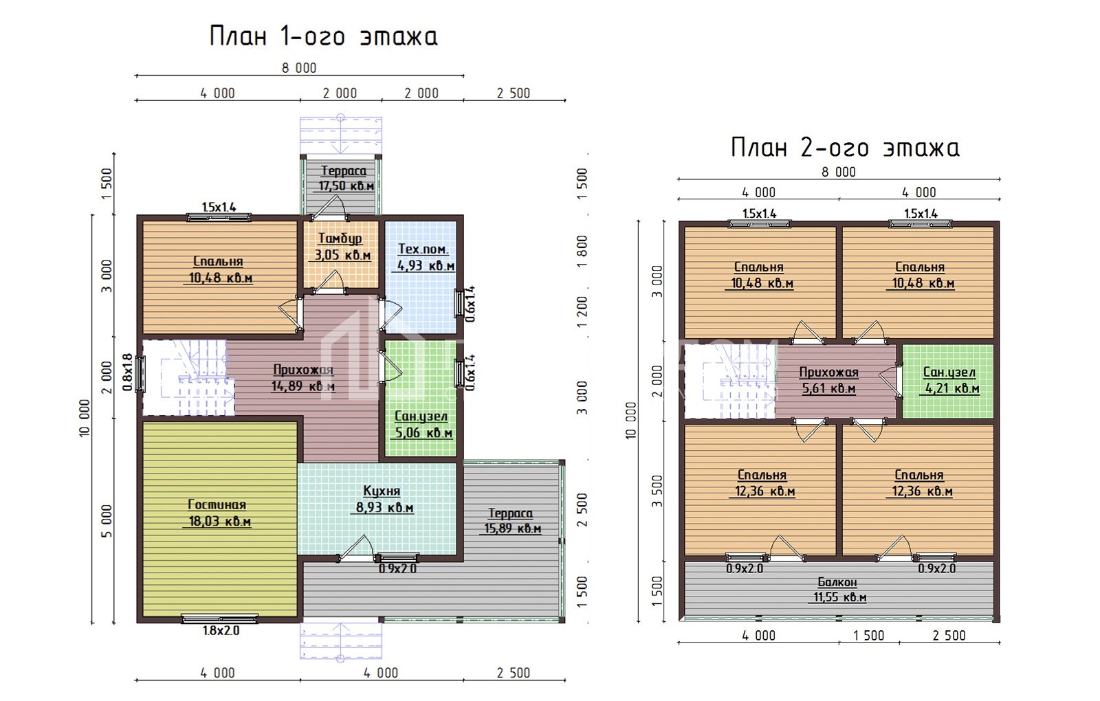 План каркасного дома 10.5х11.5 м. - Альфа