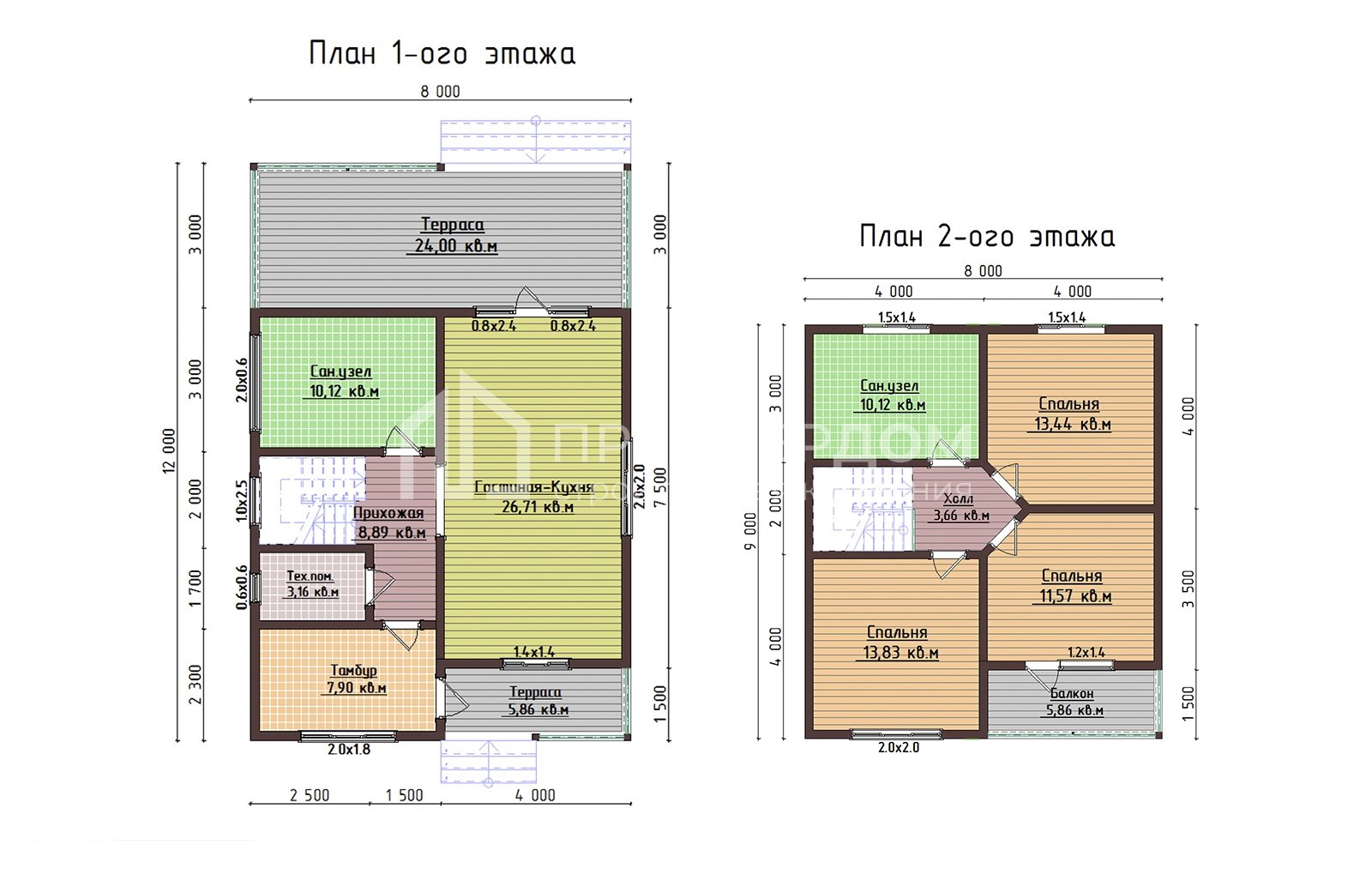 План дома из бруса 8х12 м. - Балтика