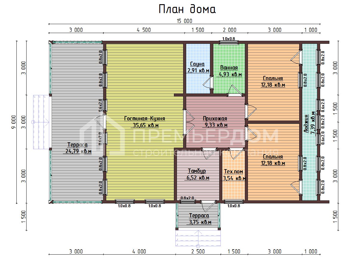 План дома из бруса 9х15 м. - Барн