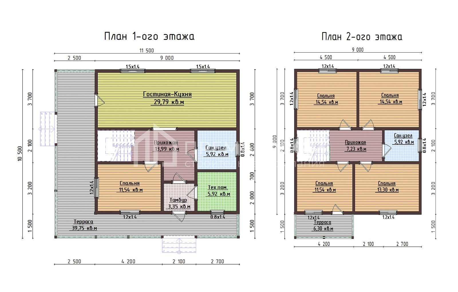 План дома из бруса 10.5х11.5 м. - Бастион