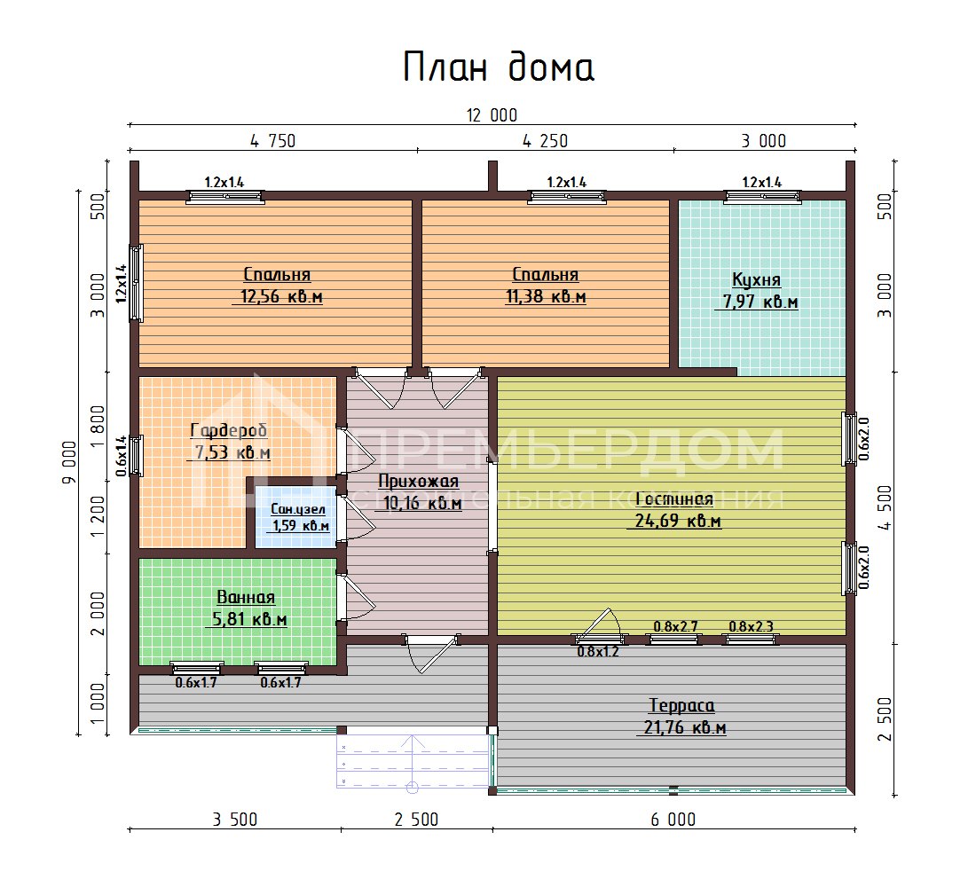 План каркасного дома 10х12 м. - Бонапарт