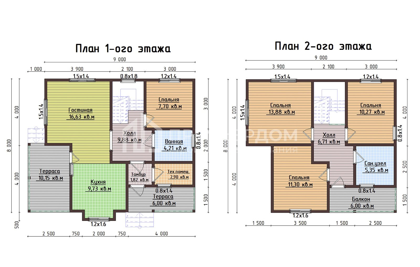План дома из бруса 8.5х10 м. - Кардинал