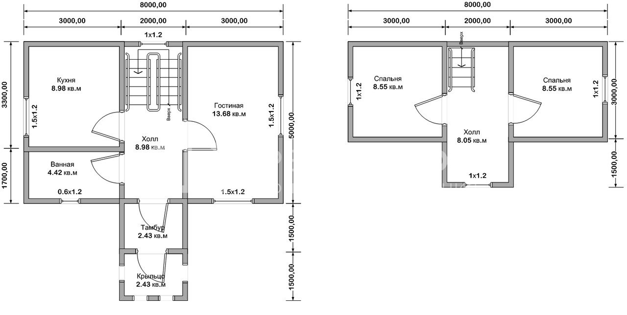 План дачного дома 5х8 м. - Проект А-28