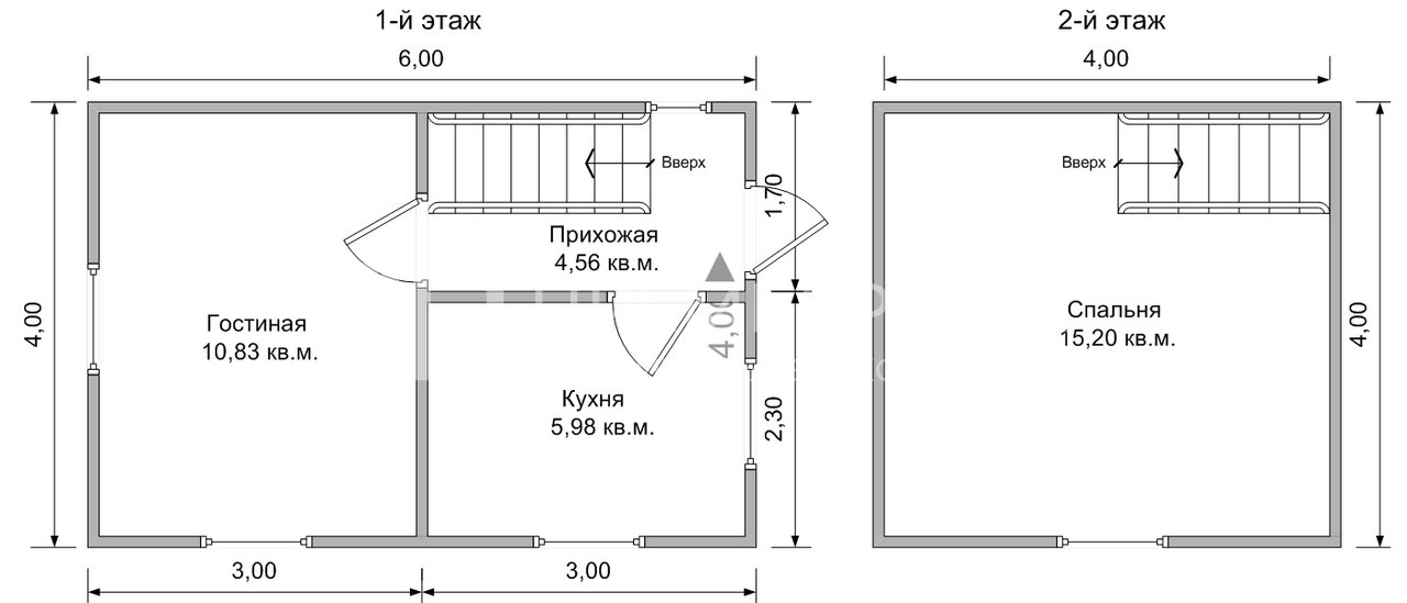 План дачного дома 4х6 м. - Проект А-8
