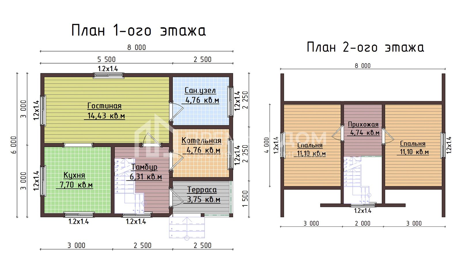 План каркасного дома 6х8 м. - Онегин