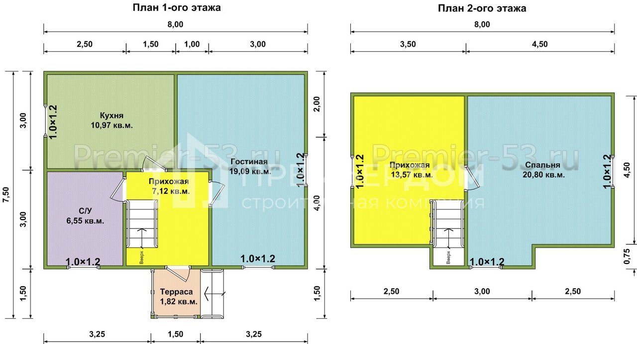 План дачного дома 6х8 м. - Проект А-46