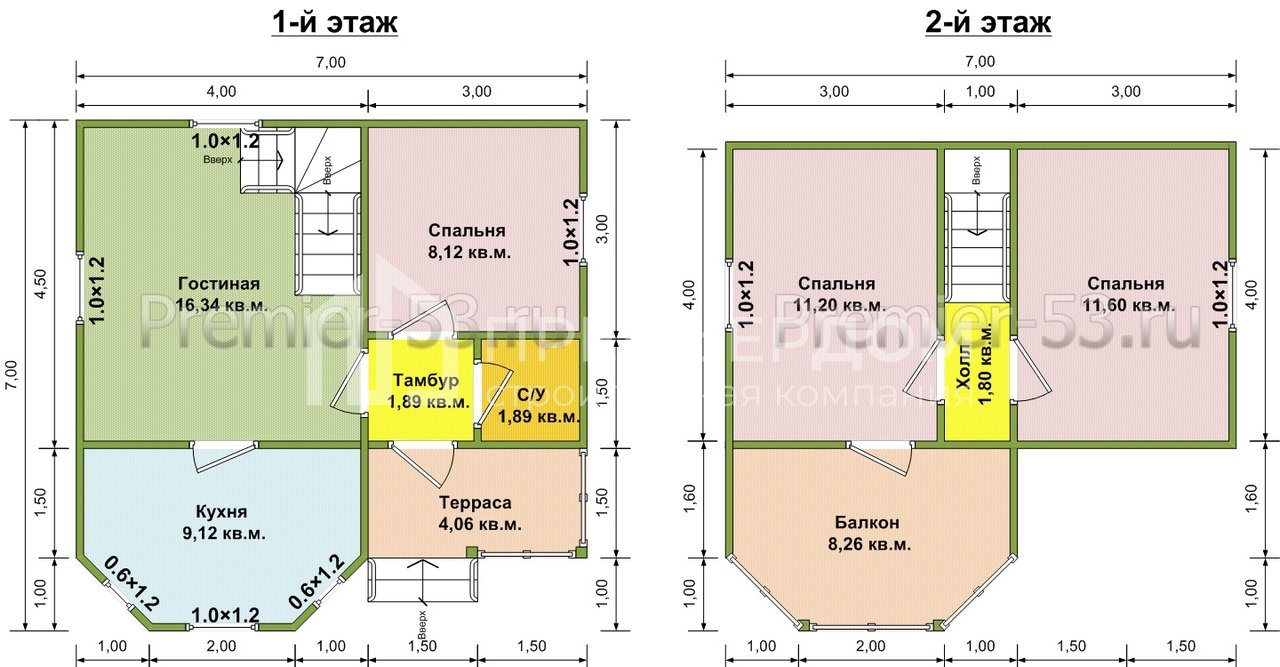 План дачного дома 7х7 м. - Проект А-41