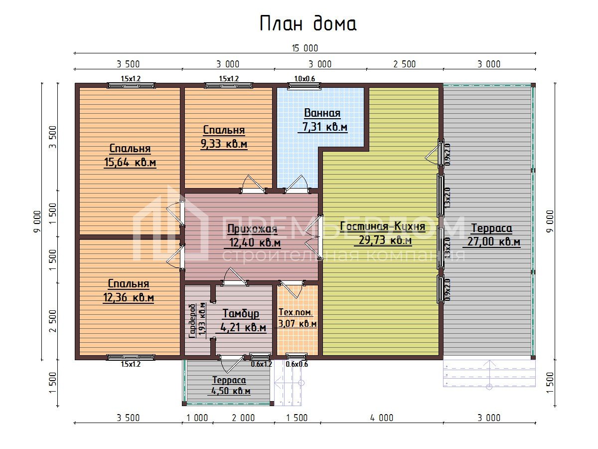 План каркасного дома 9х15 м. - Невский 2