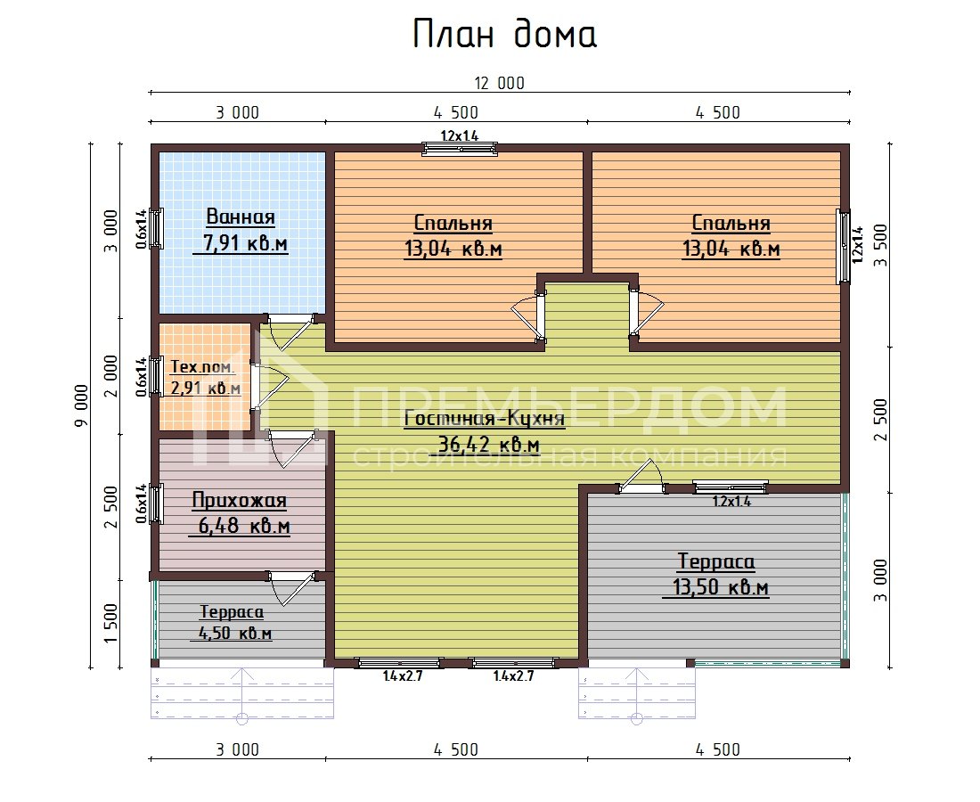 План каркасного дома 9х12 м. - Карелия 2