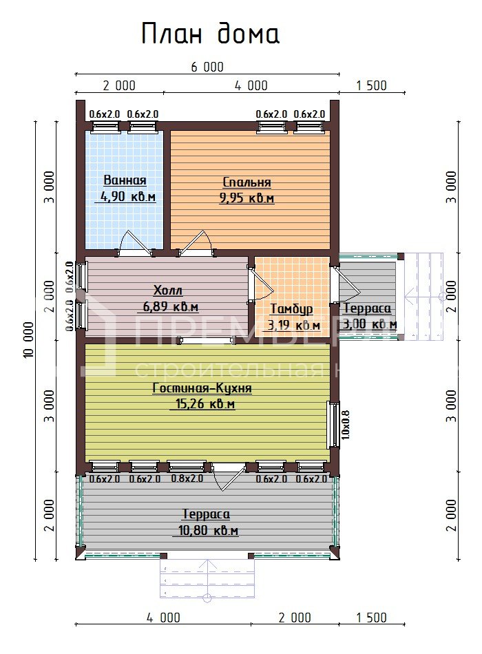 План дома из бруса 6х10 м. - Барн 2