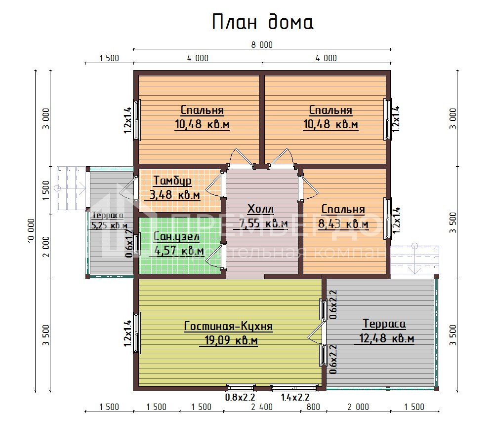 План каркасного дома 9.5х10 м. - Атлантик