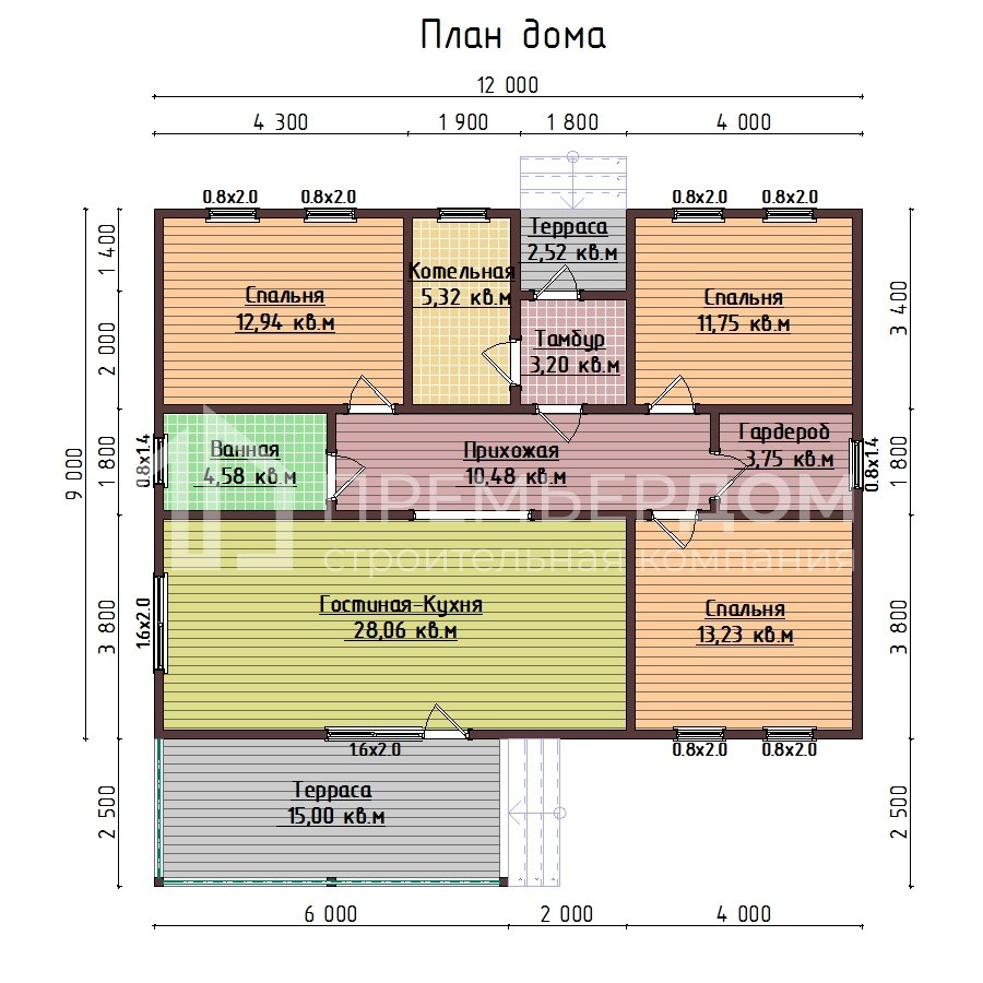 План каркасного дома 11.5х12 м. - Арктика 2