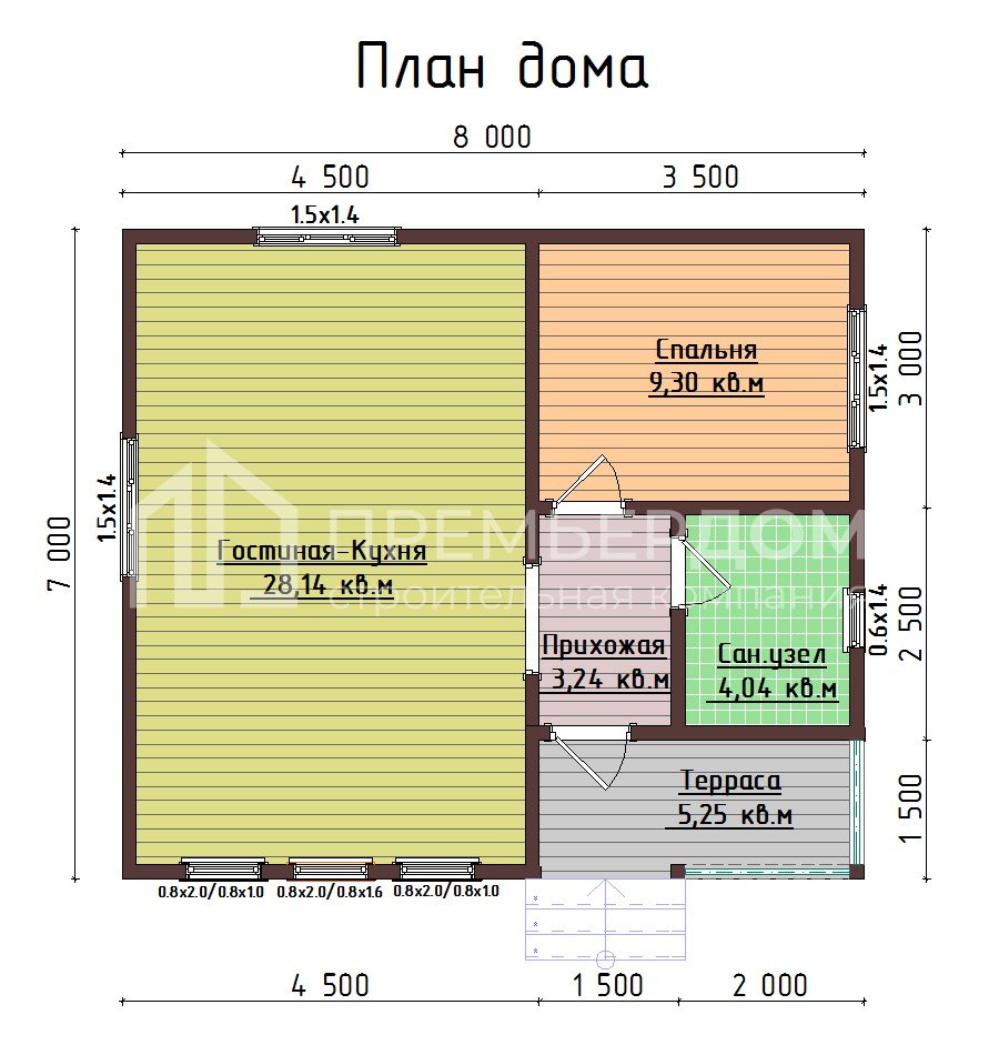 План каркасного дома 7х8 м. - Магелан 2