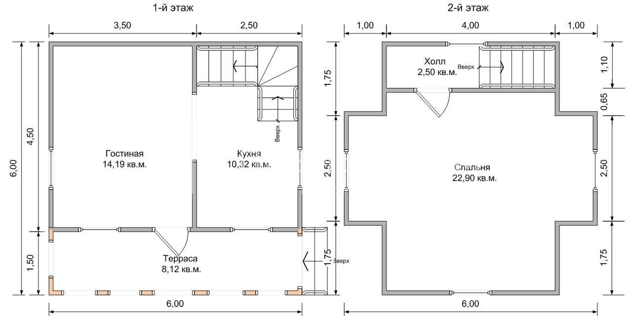 План дачного дома 6х6 м. - Проект А-21