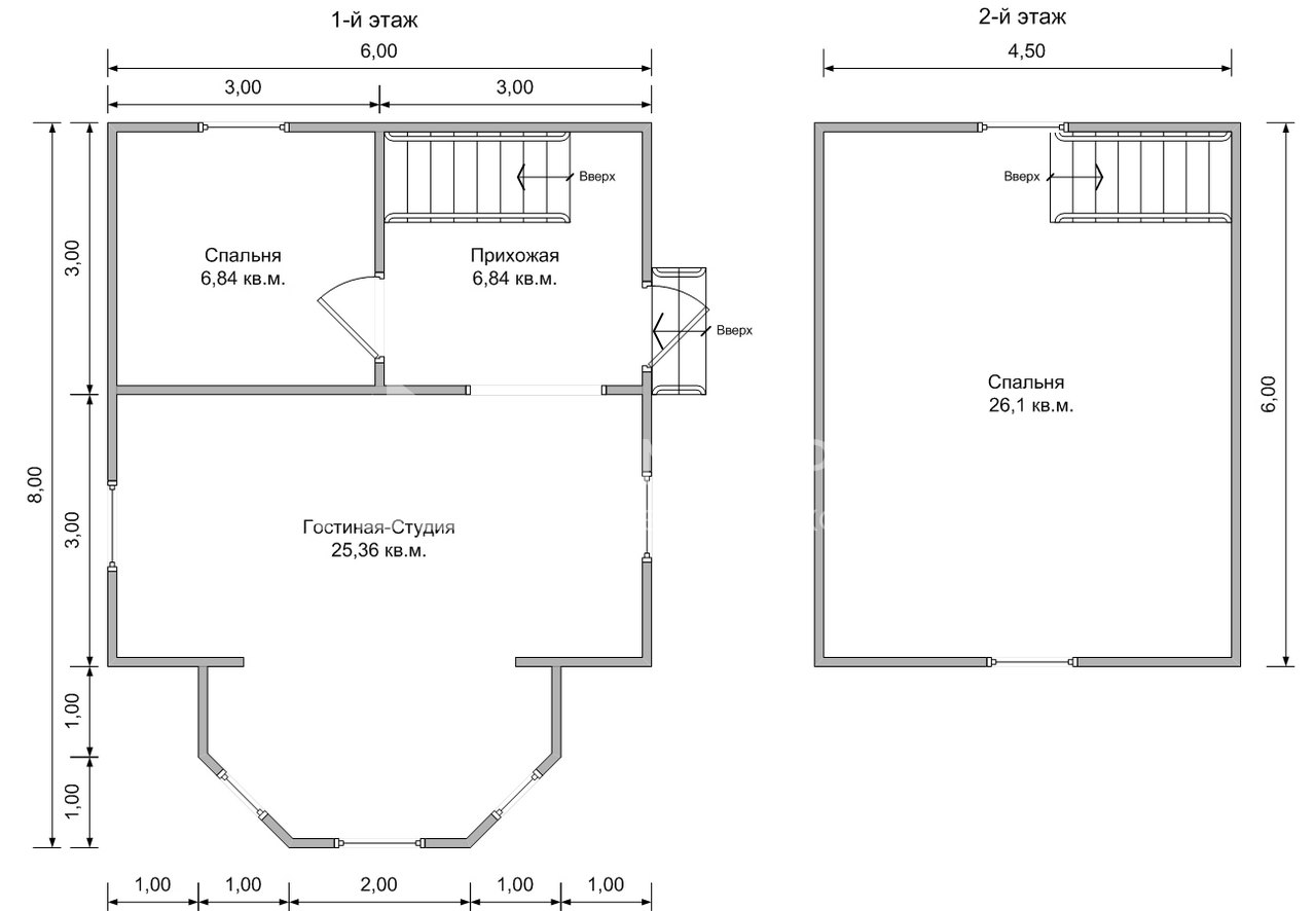 План дачного дома 6х8 м. - Проект А-24