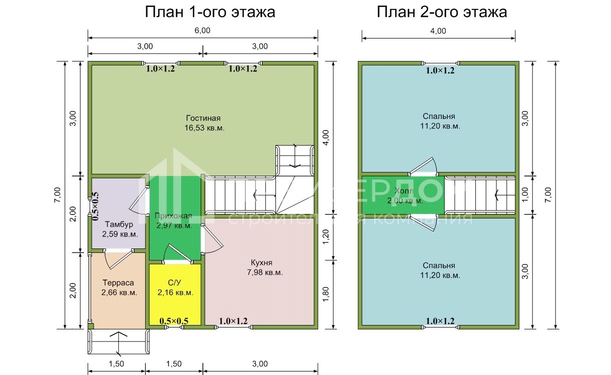 План дачного дома 6х7 м. - Проект А-32