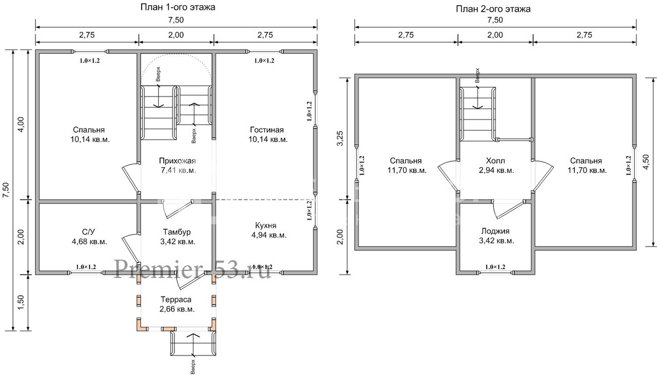 План дачного дома 6х7,5 м. - Проект А-43