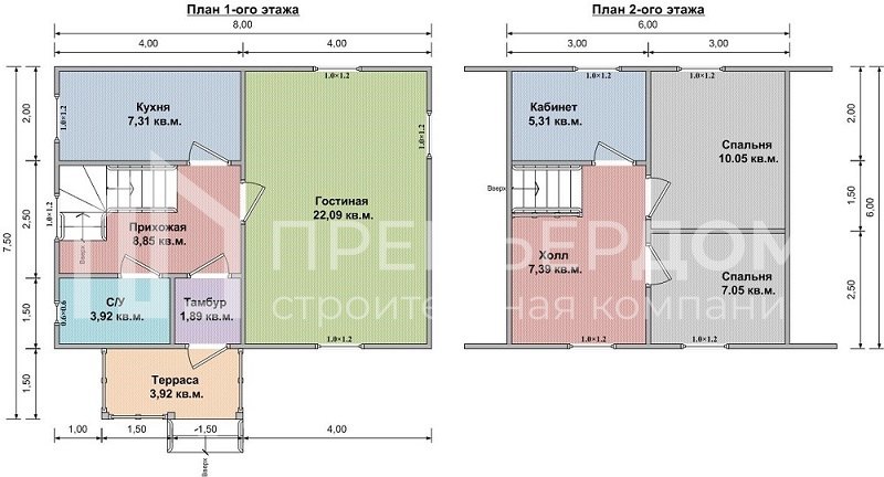 План дачного дома 6х8 м. - Проект А-51
