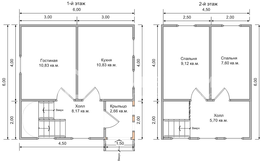 План дачного дома 6х6 м. - Проект А-18