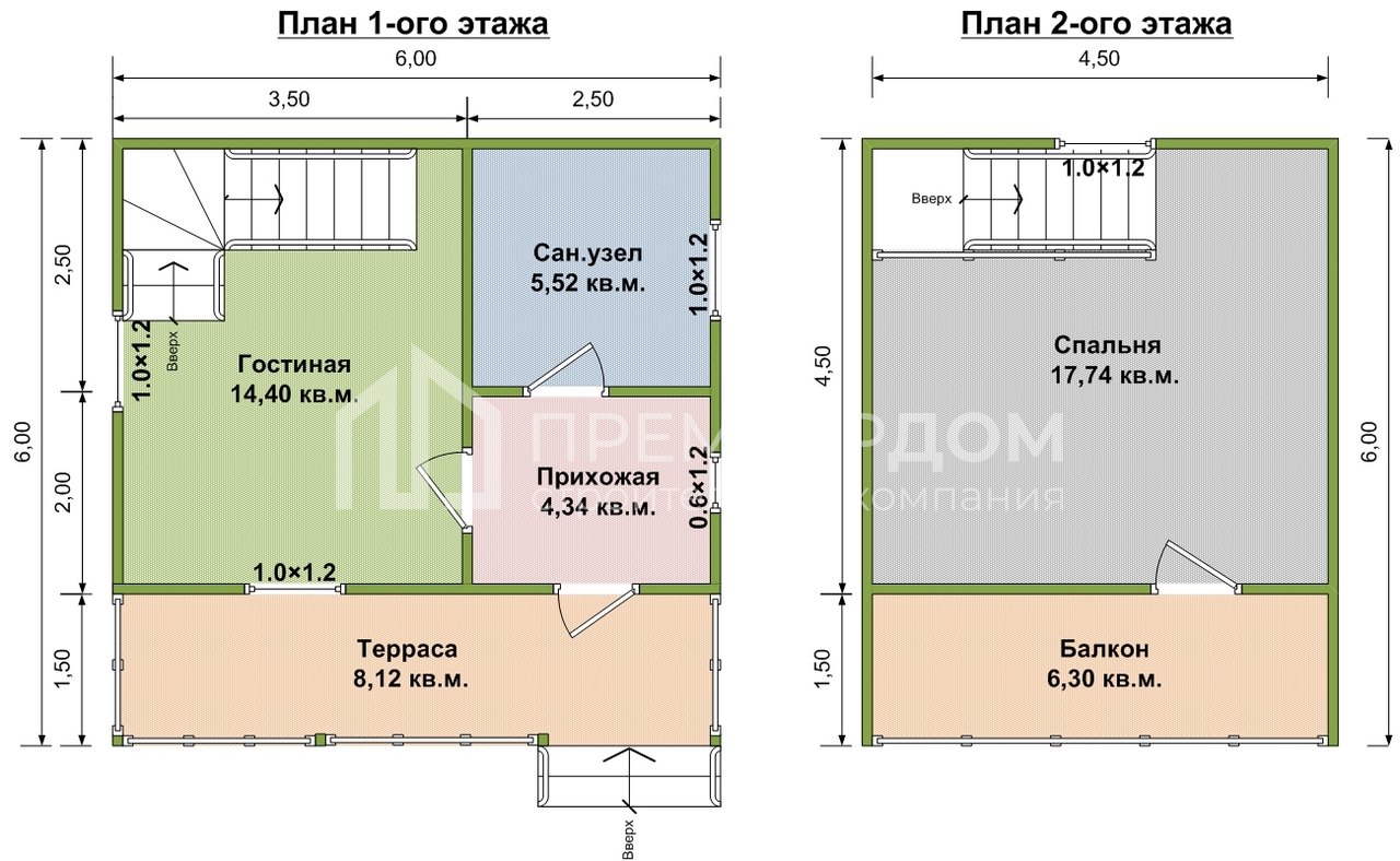 План дачного дома 6х6 м. - Проект А-15