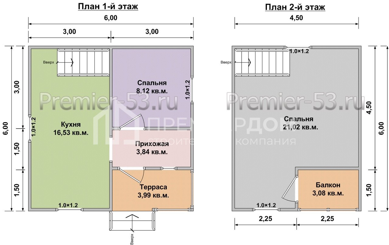 План дачного дома 6х6 м. - Проект А-13