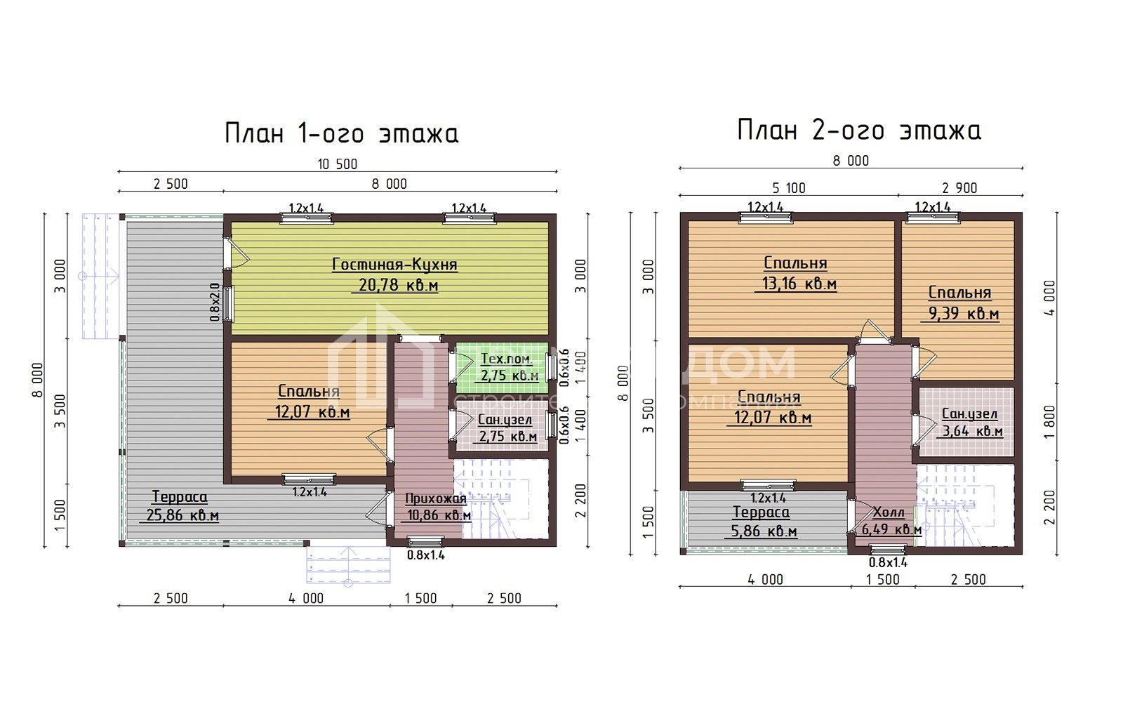 План каркасного дома 8х10.5 м. - Камчатка 2