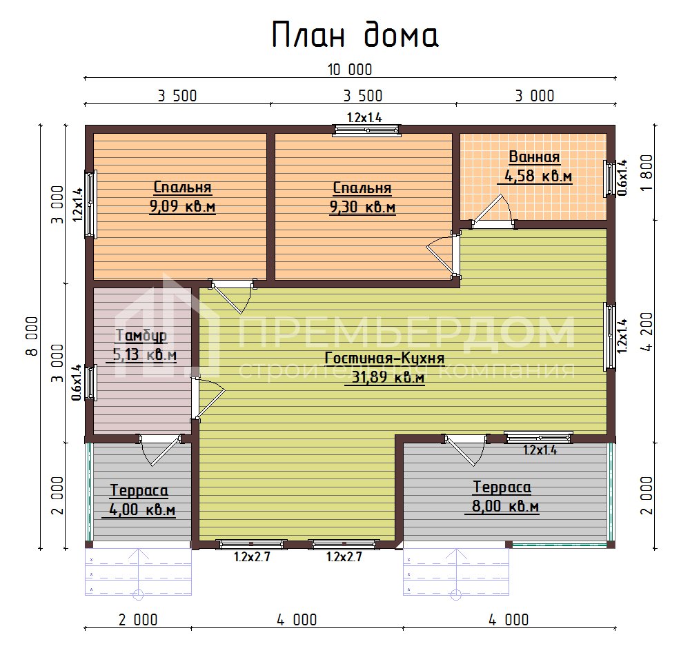 План дома из бруса 8х10 м. - Карелия