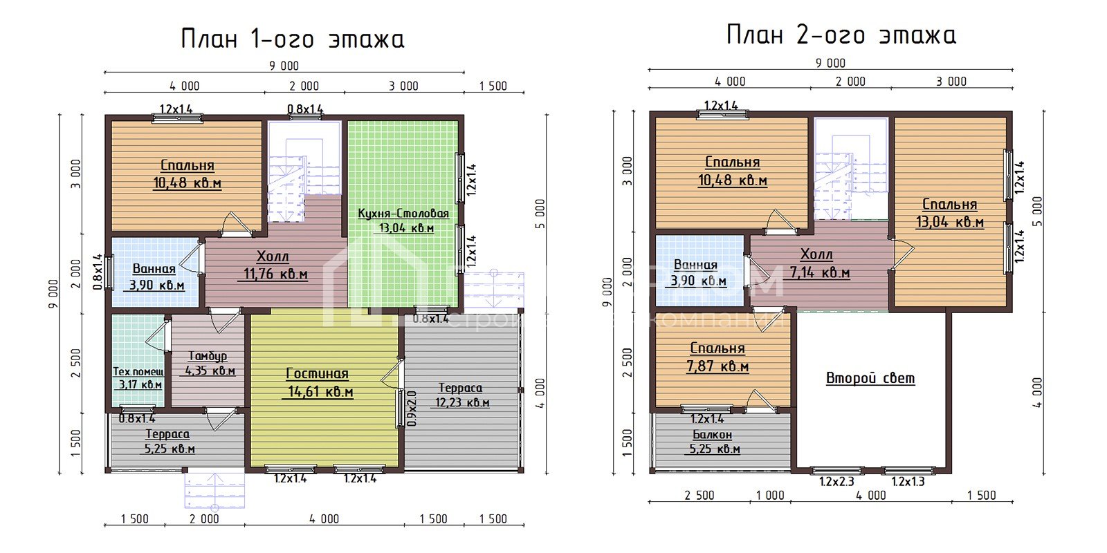 План каркасного дома 9х10.5 м. - Корсика