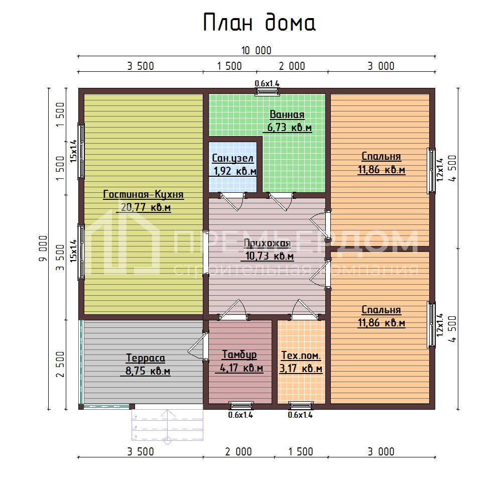 План каркасного дома 9х10 м. - Ладога