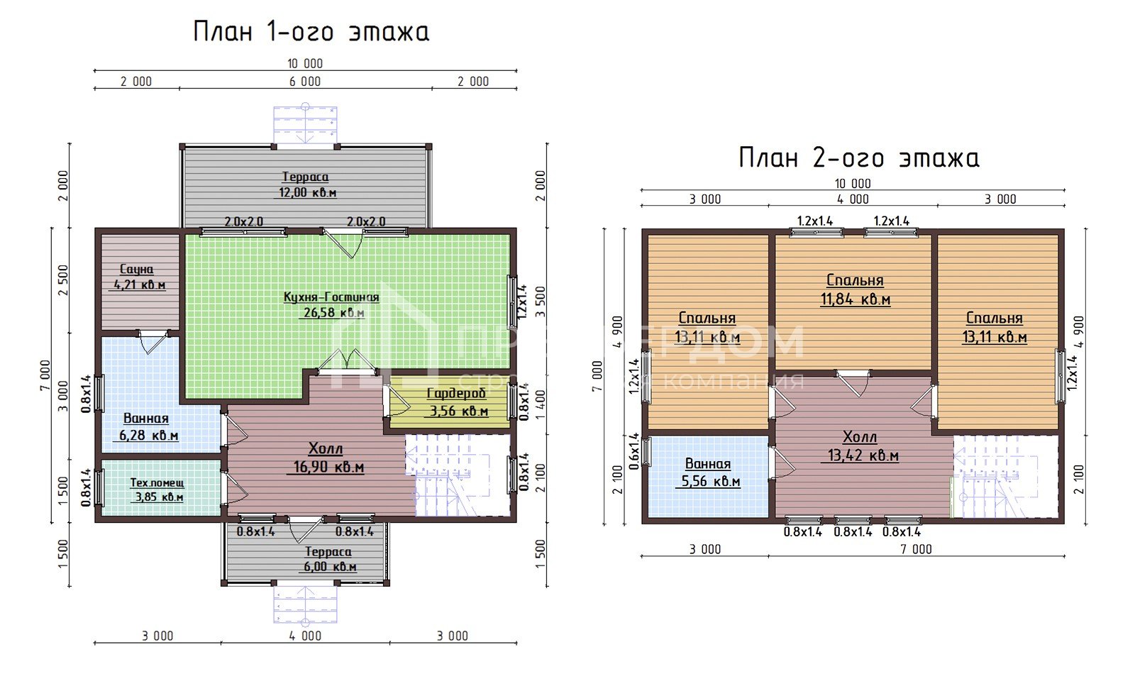 План дома из бруса 10х10.5 м. - Лапландия