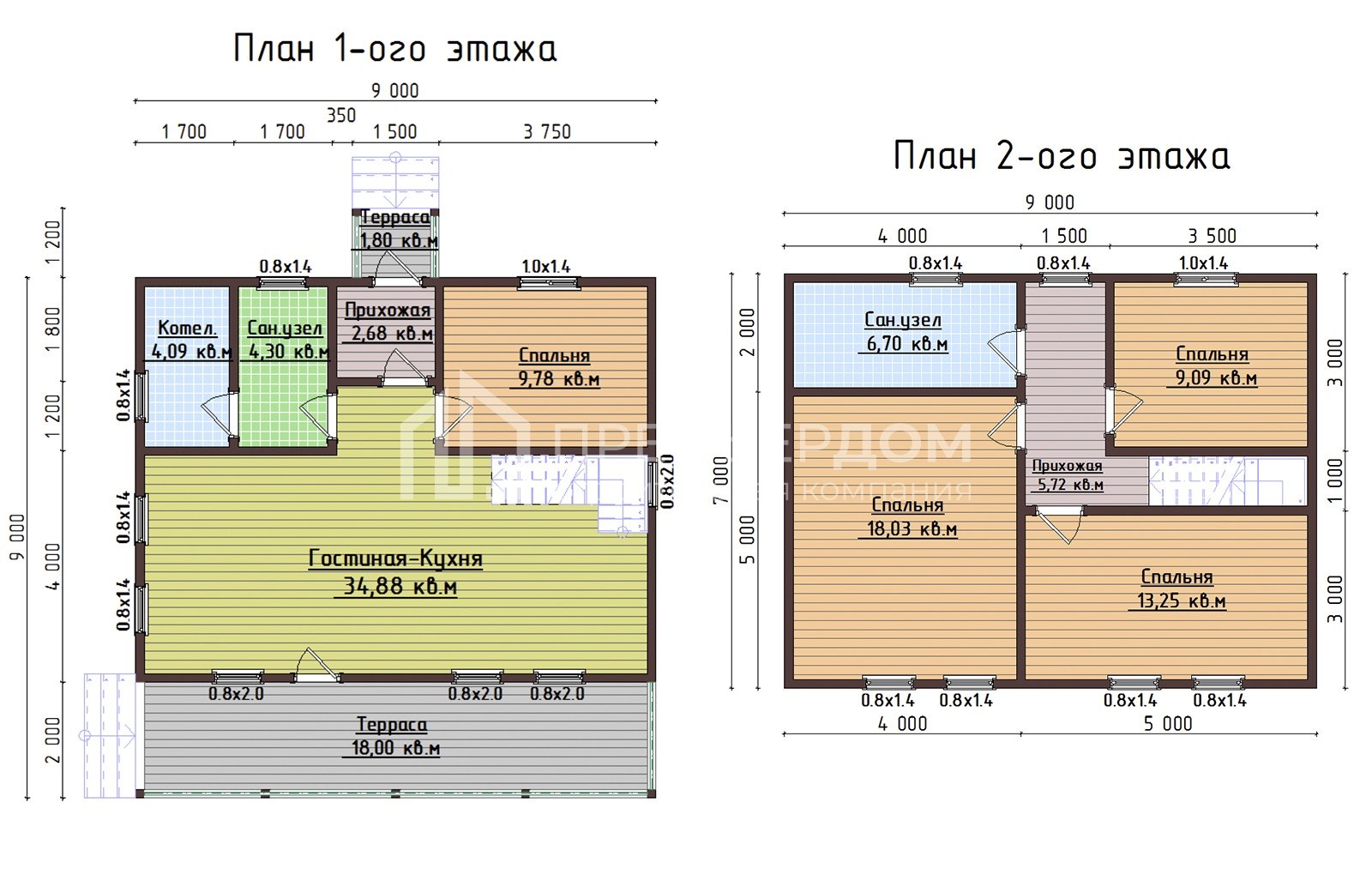 План каркасного дома 9х9 м. - Монтана