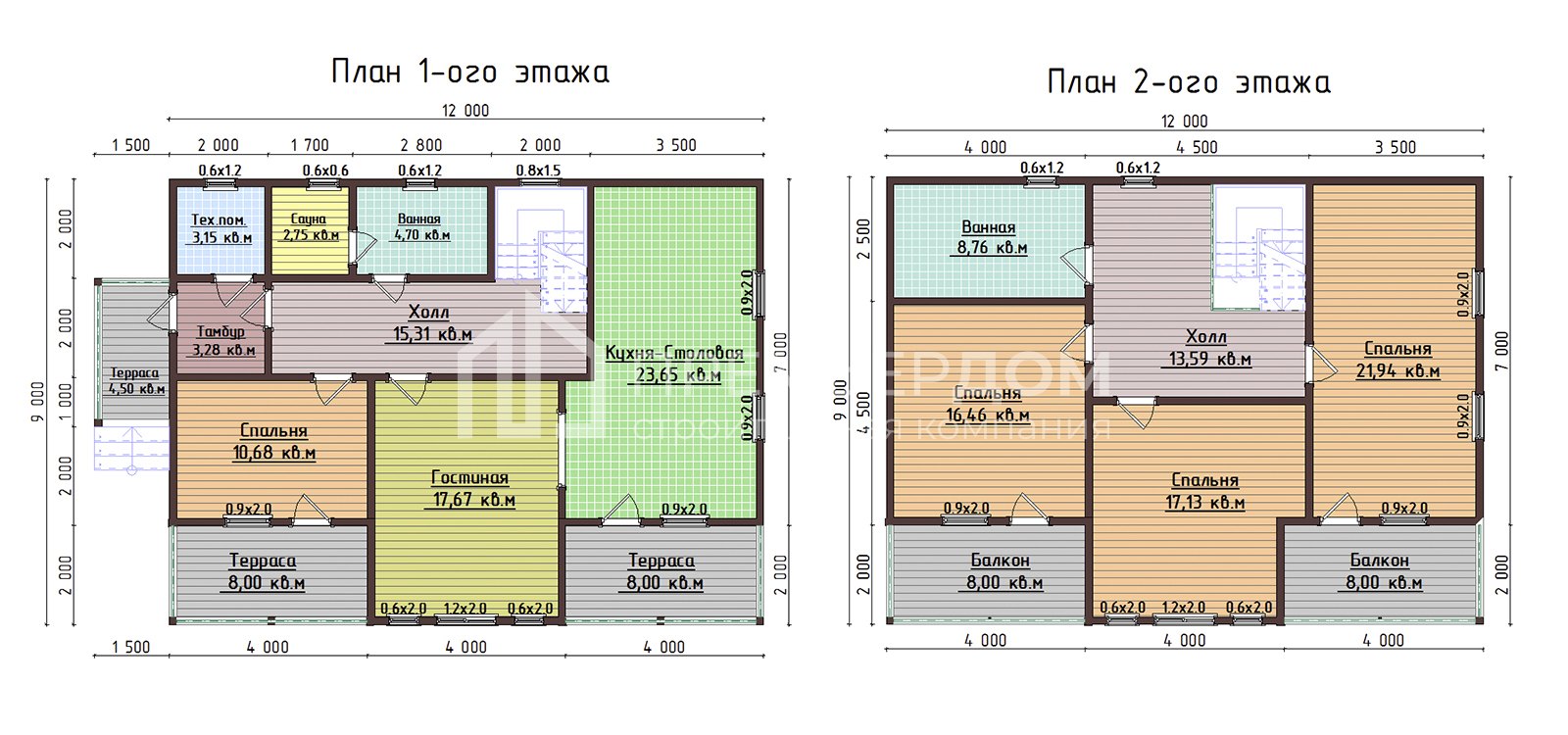 План дома из бруса 9х13.5 м. - Наследие