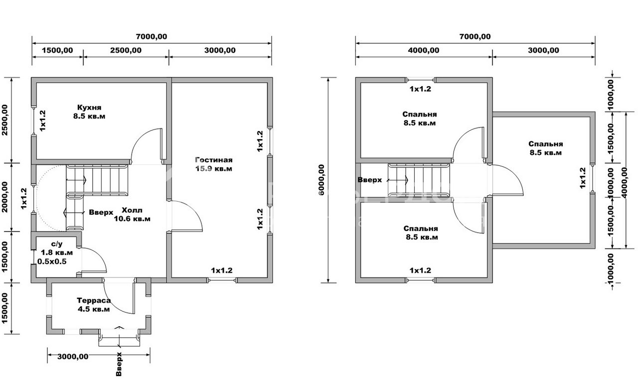 План дачного дома 6х7,5 м. - Проект А-39