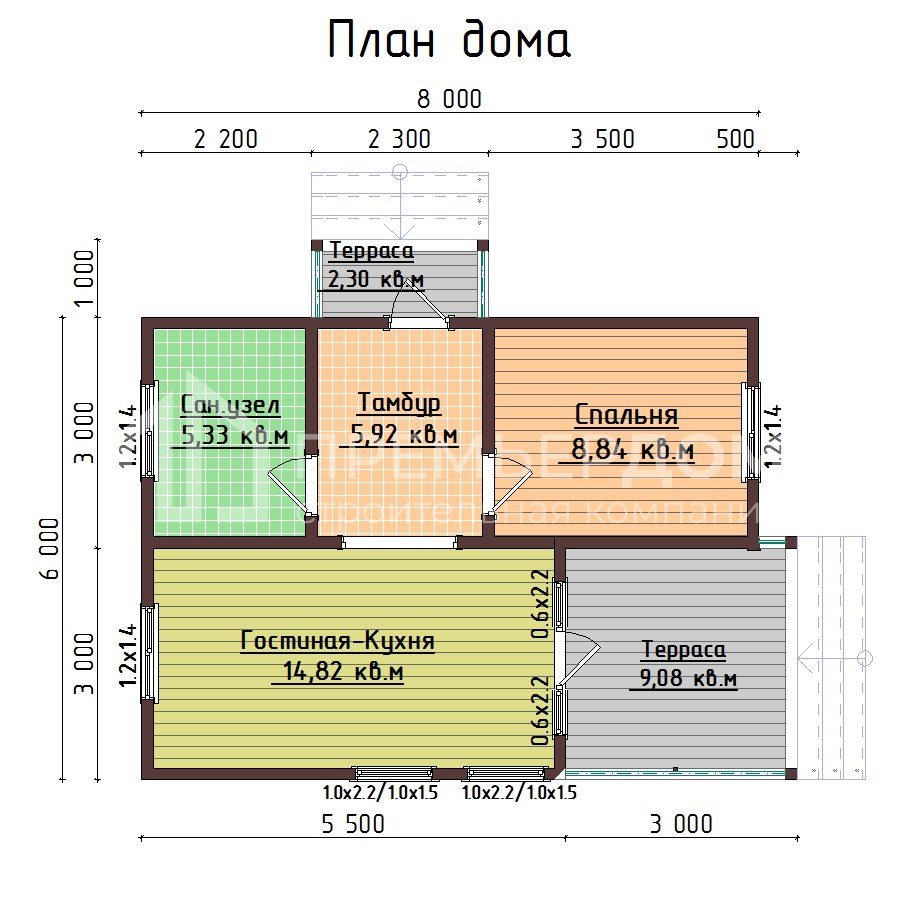План каркасного дома 7х8.5 м. - Атлантик 2