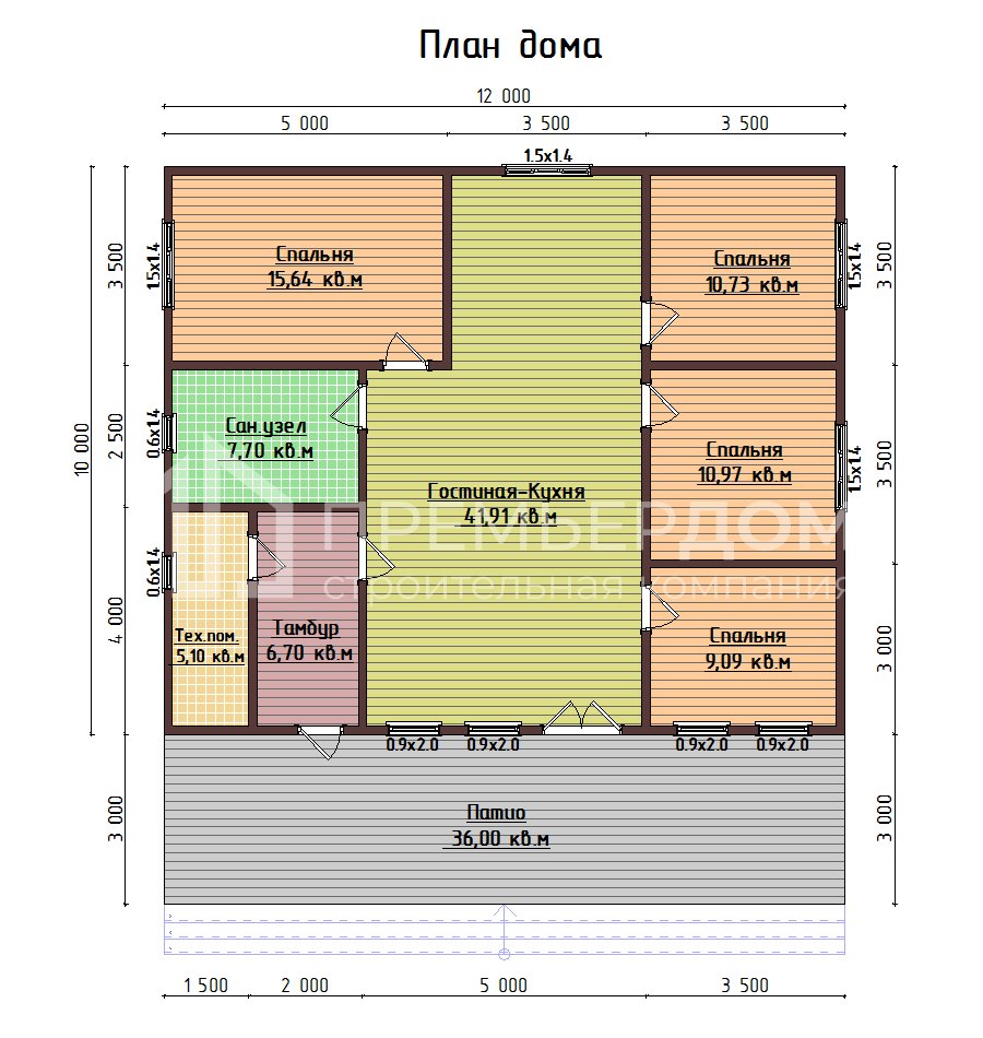 План каркасного дома 12х12 м. - Ривьера 2