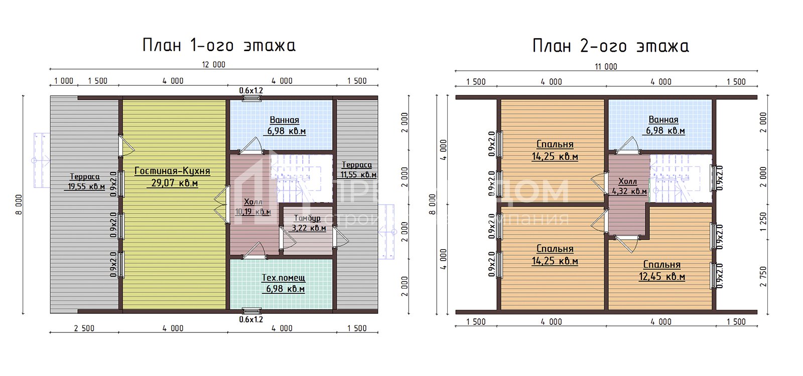 План дома из бруса 8х12 м. - Кантри