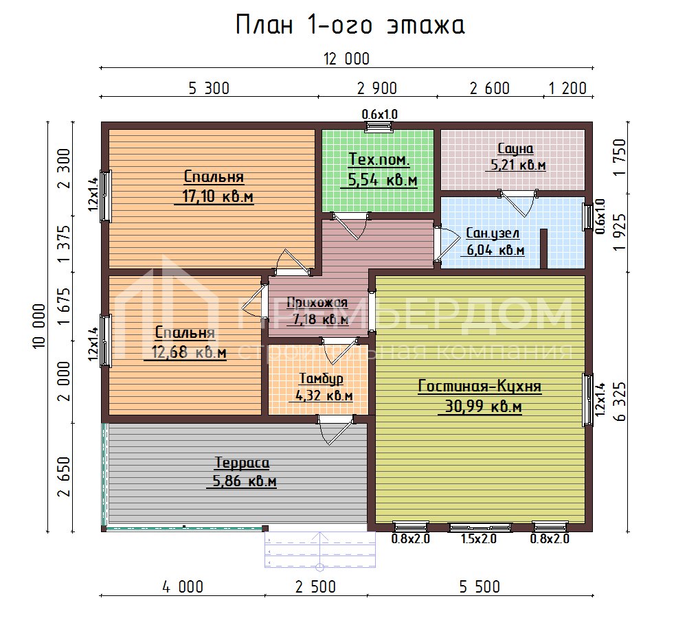 План дома из бруса 10х12 м. - Магелан 3