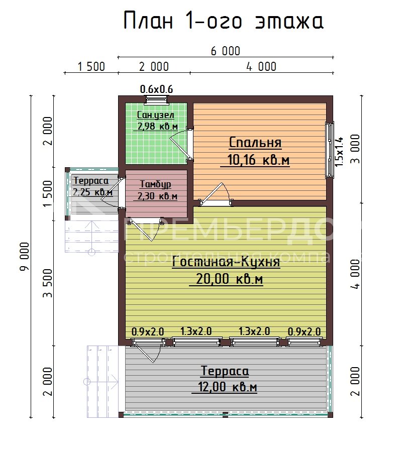 План каркасного дома 6х9 м. - Невский 3