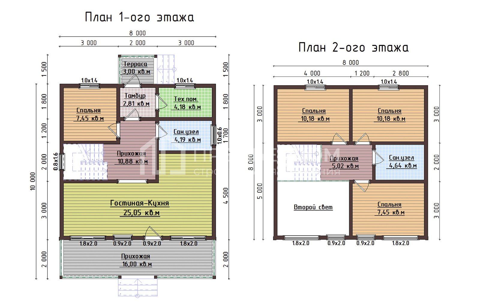 План дома из бруса 8х10 м. - Привилегия 2