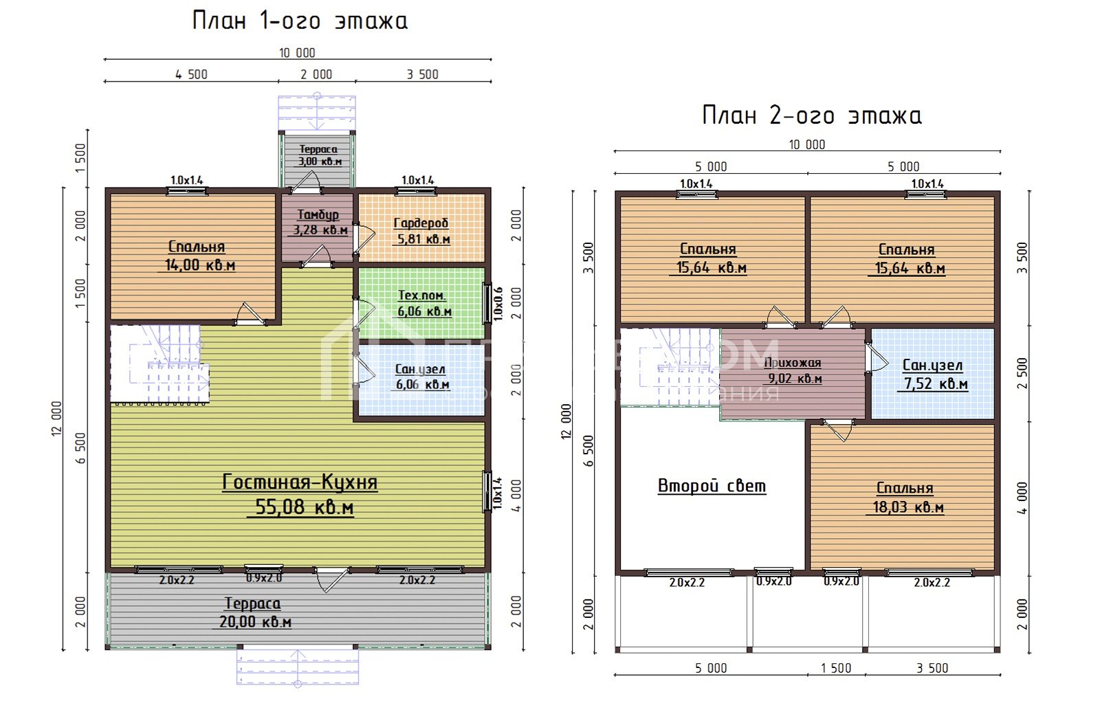 План дома из бруса 10х12 м. - Привилегия