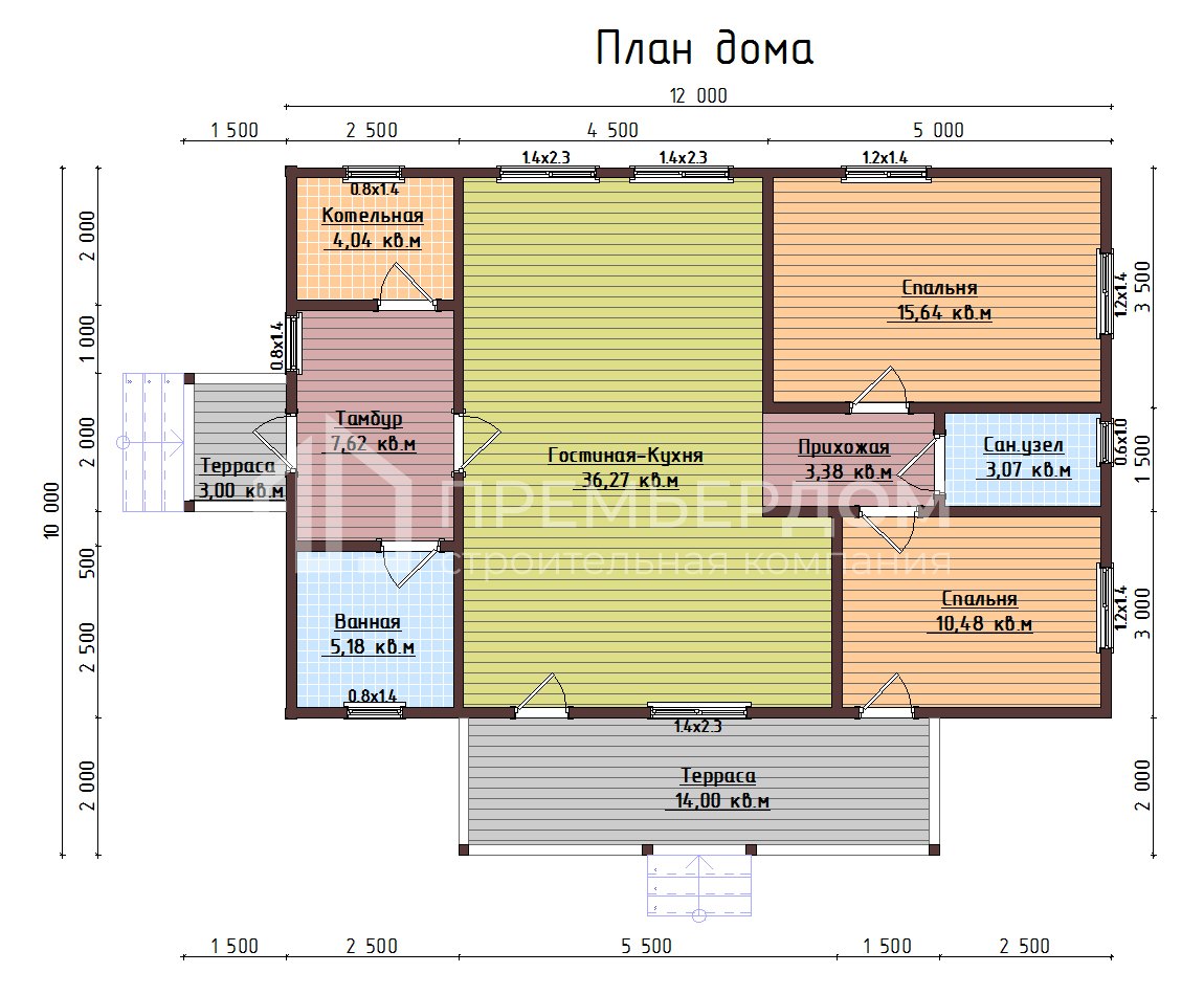 План дома из бруса 10х12 м. - Сириус
