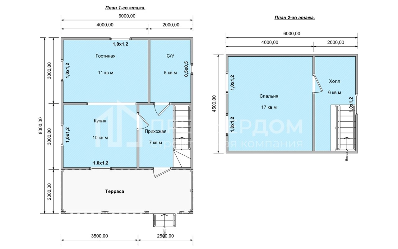 План дачного дома 6х8 м. - Проект А-34